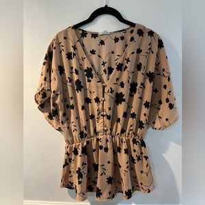 Sienna Sky Pink Blouse with Black Flowers